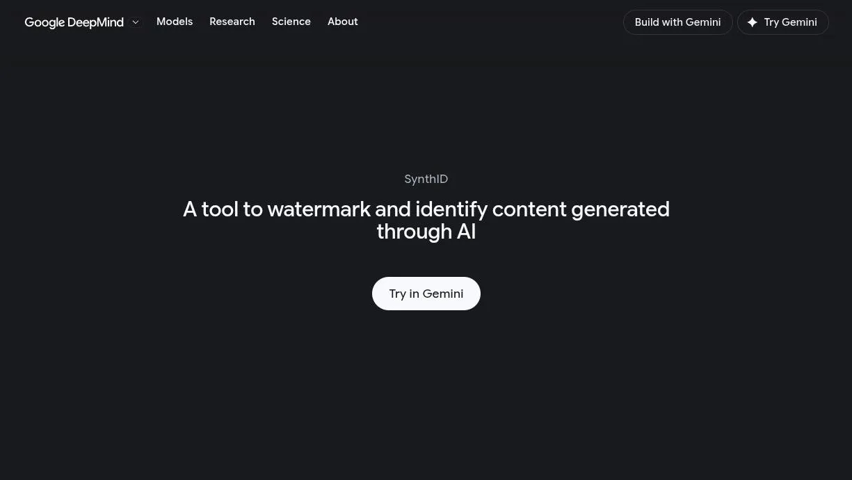 SynthID page on the Google DeepMind website